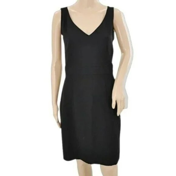 J Crew Classic Gabardine Minimalist Black Career Work Sheath Dress 10 P Petite - Picture 2 of 6